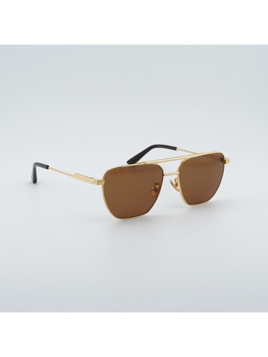 Bottega Veneta BV1236S 002 Sunglasses Gold Aviator Frame, Brown Lenses main image 11